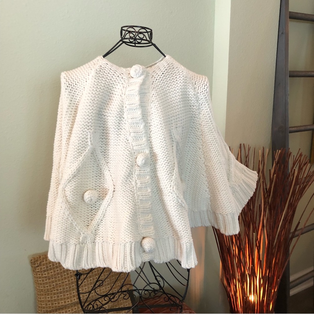 NEW Ivory cable Knit wear as a WINTER CAPE or Christmas tree skirt World Market